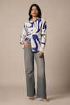 Buy_Advait_Blue Rayon Twill Print Abstract Swerve Collar Neck Cora Shirt _at_Aza_Fashions