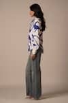 Advait_Blue Rayon Twill Print Abstract Swerve Collar Neck Cora Shirt _Online_at_Aza_Fashions