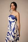 Buy_Advait_Blue Rayon Twill Print Abstract Swerve Off Shoulder Neck Cora Fold Over Top _Online_at_Aza_Fashions