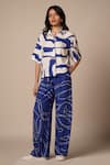 Buy_Advait_Blue Rayon Twill Print Abstract Swerve Cora Cari Shirt With Pleated Trouser _at_Aza_Fashions