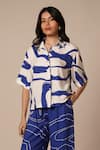 Buy_Advait_Blue Rayon Twill Print Abstract Swerve Cora Cari Shirt With Pleated Trouser _Online_at_Aza_Fashions