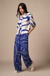 Shop_Advait_Blue Rayon Twill Print Abstract Swerve Cora Cari Shirt With Pleated Trouser _Online_at_Aza_Fashions