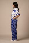 Advait_Blue Rayon Twill Print Abstract Swerve Cora Cari Shirt With Pleated Trouser _at_Aza_Fashions