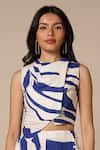 Buy_Advait_Blue Rayon Twill Print Abstract Swerve Round Neck Cora Draped Vest Top _at_Aza_Fashions