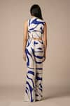 Shop_Advait_Blue Rayon Twill Print Abstract Swerve Round Neck Cora Draped Vest Top _at_Aza_Fashions