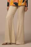 Buy_Advait_Beige Ecovero Twill Solid Flared Trouser _Online_at_Aza_Fashions