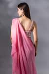 Shop_Dajwaree_Pink Organza Embroidery Beads Tulip Cutdana Pre-draped Saree With Blouse _at_Aza_Fashions