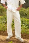 Shop_Doodlage_White Linen Blend Solid Panel Detail Shirt And Trouser Set _Online_at_Aza_Fashions