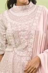 Shop_Samyukta Singhania_Pink Georgette Sequins, Beads High Neck Embroidered Peplum Kurta Set_Online_at_Aza_Fashions