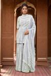 Buy_Samyukta Singhania_Gray Georgette Sequins, Beads High Neck Grey Embroidered Kurta Set_at_Aza_Fashions