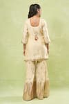 Shop_Samyukta Singhania_Beige Tussar Gota Patti, Sequins, Zari, Embroidery Scoop Thread Sharara Set _at_Aza_Fashions