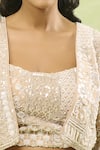 Buy_Samyukta Singhania_Beige Georgette Hand Embroidery Geometric Blouse Sequin Jacket Sharara Set _Online_at_Aza_Fashions