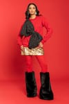 Buy_POOJA SHROFF_Red Embellished Bow Round Placed Oversized Sweatshirt _at_Aza_Fashions