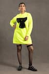 Buy_POOJA SHROFF_Green Embellished Bow Round Parisian Muse Long Sweatshirt _at_Aza_Fashions