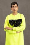 POOJA SHROFF_Green Embellished Bow Round Parisian Muse Long Sweatshirt _Online_at_Aza_Fashions