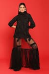 Buy_POOJA SHROFF_Black Plain Eternal Grace Wrap Around Skirt _at_Aza_Fashions