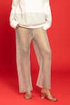 POOJA SHROFF_White Knit Embellished Rhinestone Round Sweatshirt And Pant Set _Online_at_Aza_Fashions