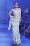 Buy_Rabani & Rakha_Blue Georgette Embroidered Sequin Scoop Pre-draped Saree With Blouse _at_Aza_Fashions