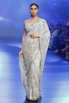 Buy_Rabani & Rakha_Grey Georgette Embroidered Sequin Plunge Foil Saree With Blouse _at_Aza_Fashions