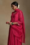 Buy_Weaver Story_Pink Kurta And Dupatta Chanderi Embroidery Sequin V-neck Set _Online_at_Aza_Fashions