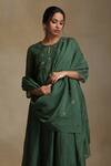 Buy_Weaver Story_Green Kurta And Dupatta Chanderi Embroidery Sequin Round Pure Set _Online_at_Aza_Fashions