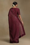 Shop_Weaver Story_Wine Chanderi Embroidery Sequins Round Saree With Blouse _at_Aza_Fashions