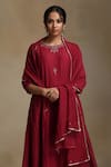 Buy_Weaver Story_Red Kurta And Dupatta Chanderi Embroidery Gota Patti Floral Sequin A-line Set _Online_at_Aza_Fashions