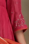 Weaver Story_Pink Anarkali And Dupatta Chanderi Embroidery Gota Patti Floral & Pant Set _at_Aza_Fashions