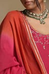 Buy_Weaver Story_Pink Anarkali And Dupatta Chanderi Embroidery Gota Patti Floral & Pant Set 