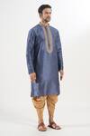 Buy_Arihant Rai Sinha_Blue Silk Embroidery Placket Kurta And Patiala Set _Online_at_Aza_Fashions