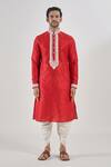 Buy_Arihant Rai Sinha_Red Silk, Cotton Embroidery Thread Kurta And Patiala Set _Online_at_Aza_Fashions
