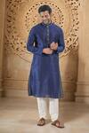 Buy_Arihant Rai Sinha_Blue Silk Embroidery Navy Thread Work Kurta And Churidar Set _at_Aza_Fashions