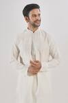 Shop_Arihant Rai Sinha_Cream Polyester, Silk, Chanderi Beads, Embroidery Pintuck Detailed Kurta Set _Online_at_Aza_Fashions