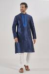Arihant Rai Sinha_Blue Silk Embroidery Navy Thread Kurta Set _Online_at_Aza_Fashions