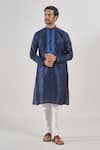 Buy_Arihant Rai Sinha_Blue Silk Embroidery Navy Thread Kurta Set _Online_at_Aza_Fashions