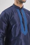 Arihant Rai Sinha_Blue Silk Embroidery Navy Thread Kurta Set _at_Aza_Fashions