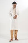 Arihant Rai Sinha Cream Polyester, Silk Embroidery Contrast Kurta Set at Aza Fashions Arihant Rai Sinha_Cream Polyester, Silk Embroidery Contrast Kurta Set _at_Aza_Fashions
