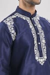 Arihant Rai Sinha_Blue Kurta Poly Silk Thread Floral Work With Patiala _Online_at_Aza_Fashions