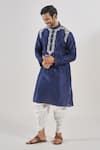 Arihant Rai Sinha_Blue Kurta Poly Silk Thread Floral Work With Patiala _at_Aza_Fashions