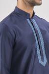 Arihant Rai Sinha_Blue Polyester, Silk Embroidery Thread Navy Kurta Set _Online_at_Aza_Fashions