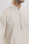 Arihant Rai Sinha_Cream Polyester, Silk Beads, Embroidery Geometric Kurta Set _Online_at_Aza_Fashions