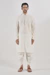 Buy_Arihant Rai Sinha_Cream Polyester, Silk Beads, Embroidery Geometric Kurta Set _Online_at_Aza_Fashions