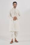 Shop_Arihant Rai Sinha_Cream Polyester, Silk Beads, Embroidery Geometric Kurta Set _Online_at_Aza_Fashions
