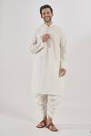 Arihant Rai Sinha_Cream Polyester, Silk Beads, Embroidery Geometric Kurta Set _at_Aza_Fashions