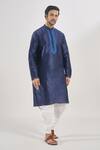 Shop Arihant Rai Sinha Blue Silk Embroidery Floral Placket Kurta And Patiala Set Online at Aza Fashions Shop_Arihant Rai Sinha_Blue Silk Embroidery Floral Placket Kurta And Patiala Set _Online_at_Aza_Fashions