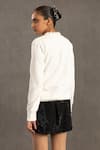 Shop_POOJA SHROFF_White Knit Embellished Pearl Round Color Blocked Sweatshirt _at_Aza_Fashions