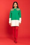 Buy_POOJA SHROFF_Green Jersey Round Colorblocked Sweatshirt _at_Aza_Fashions