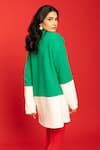 Shop_POOJA SHROFF_Green Jersey Round Colorblocked Sweatshirt _at_Aza_Fashions