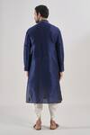 Shop_Arihant Rai Sinha_Blue Silk, Cotton Embroidery Navy Thread Work Kurta Set _at_Aza_Fashions