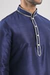 Arihant Rai Sinha_Blue Silk, Cotton Embroidery Navy Thread Work Kurta Set _Online_at_Aza_Fashions